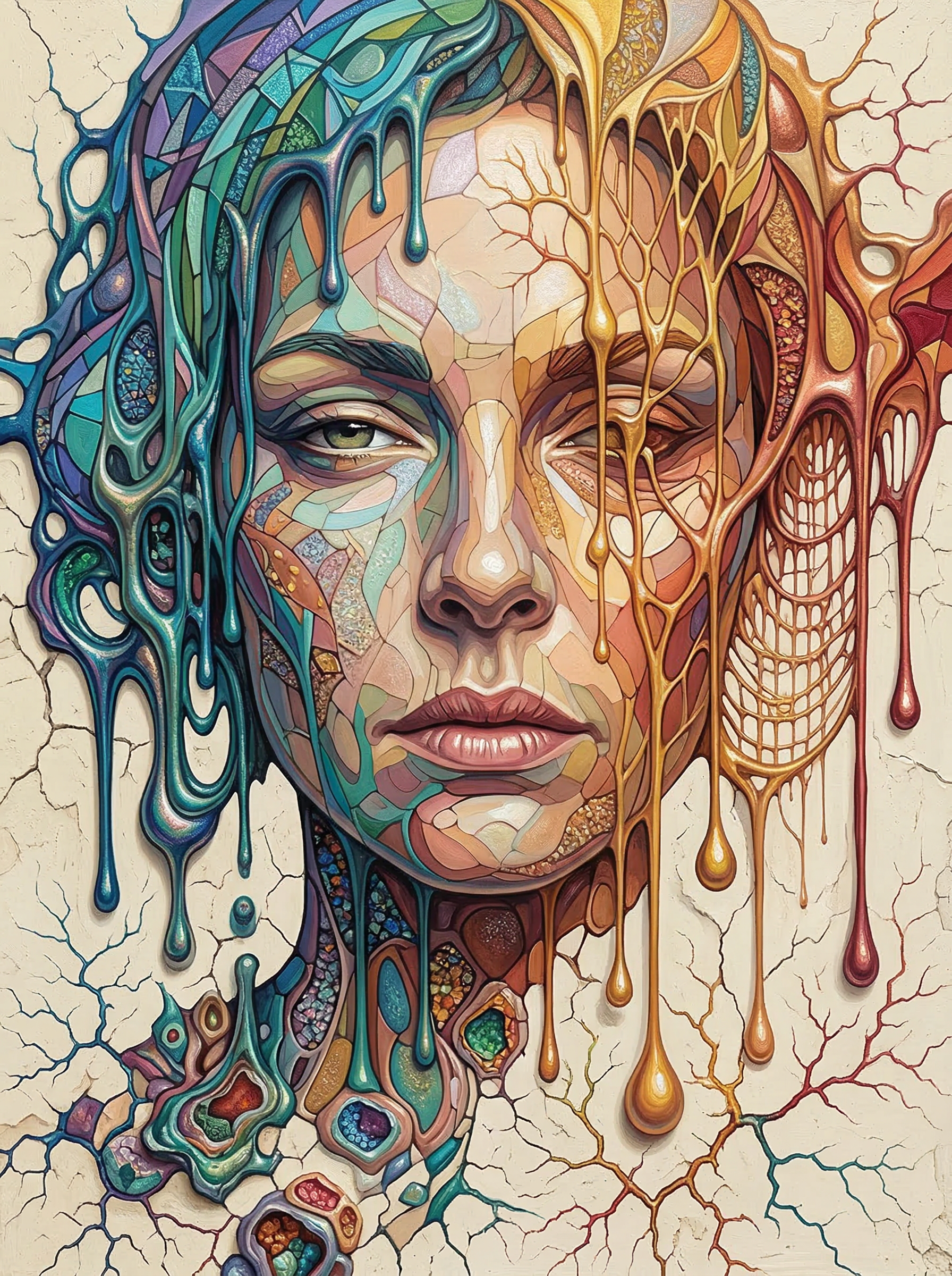 Mosaic Dripping Face Art