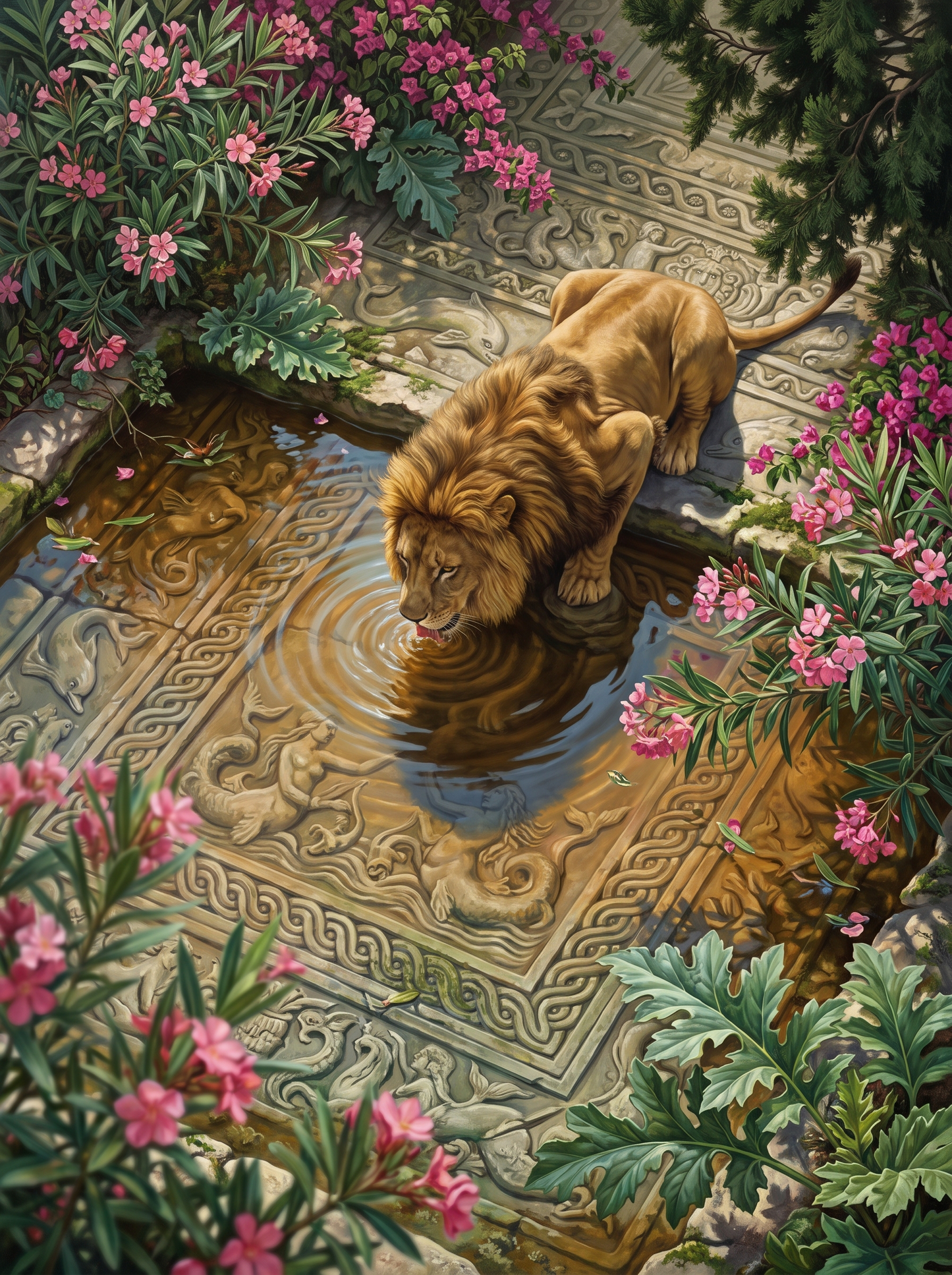Mosaic Floor Lion
