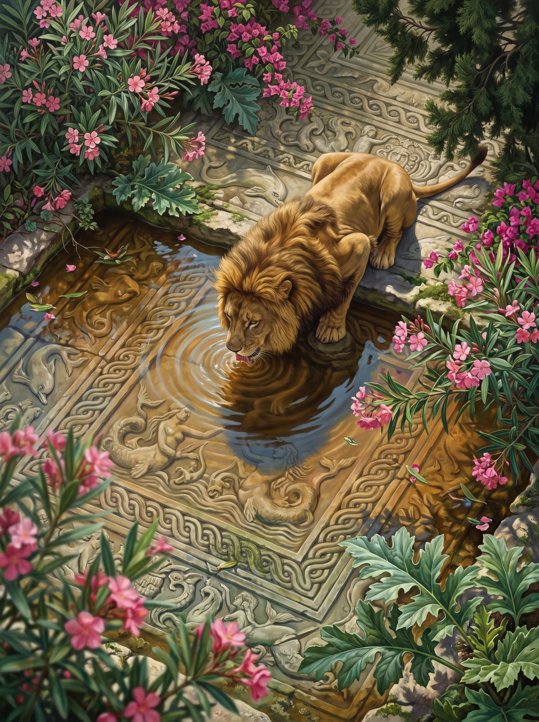 Mosaic Floor Lion