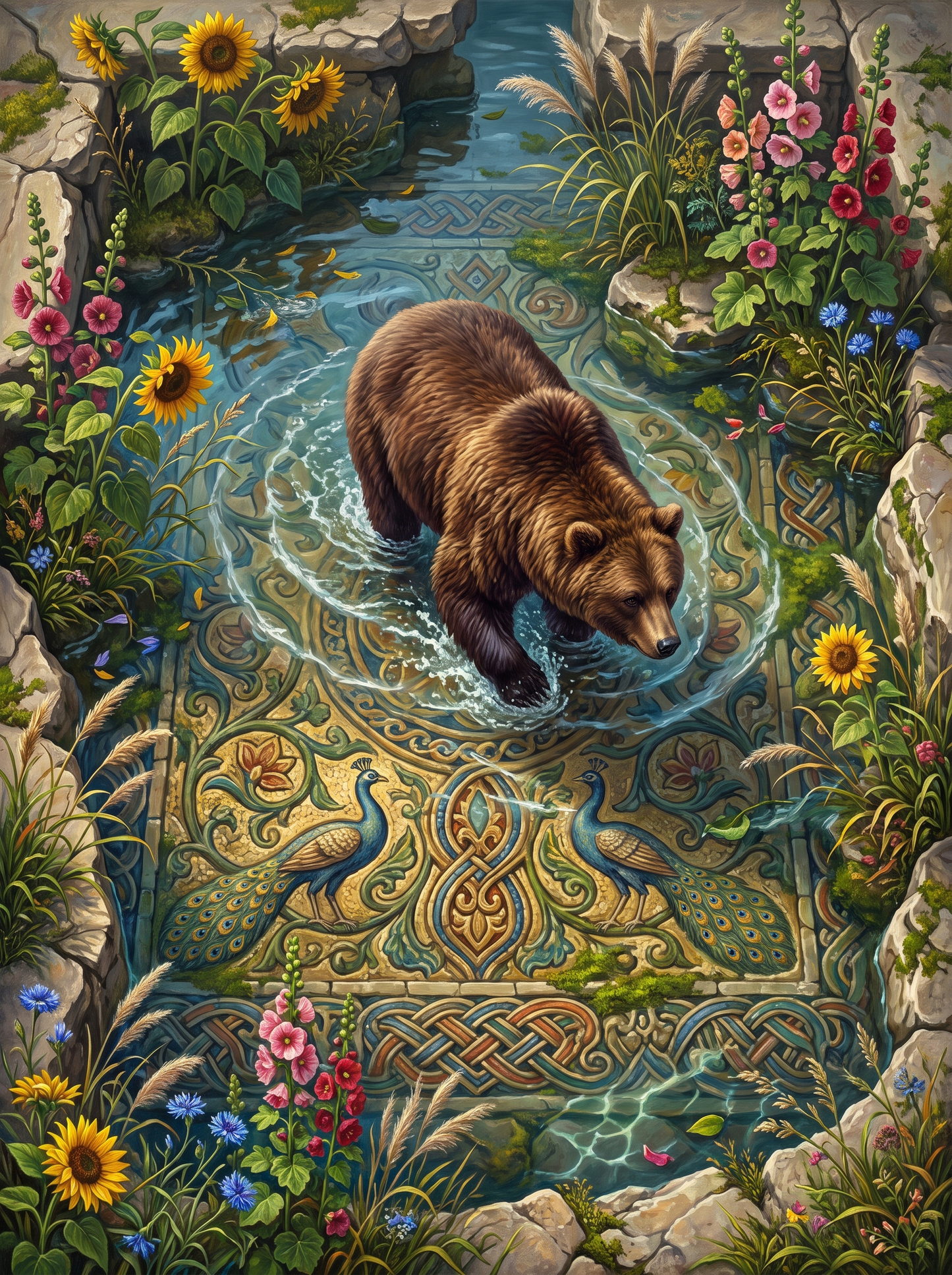 Mosaic Peacock Bear