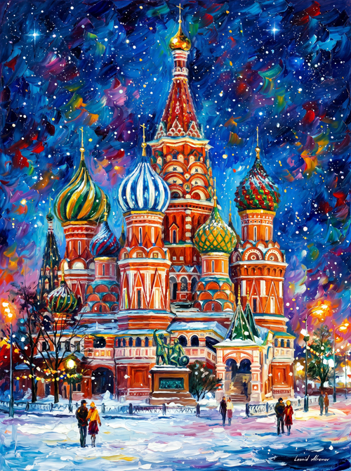 Moscow St Basils Winter Night