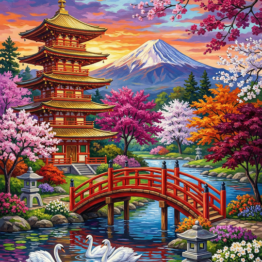 Mount Fuji Cherry Blossom Bridge (120 Colors)