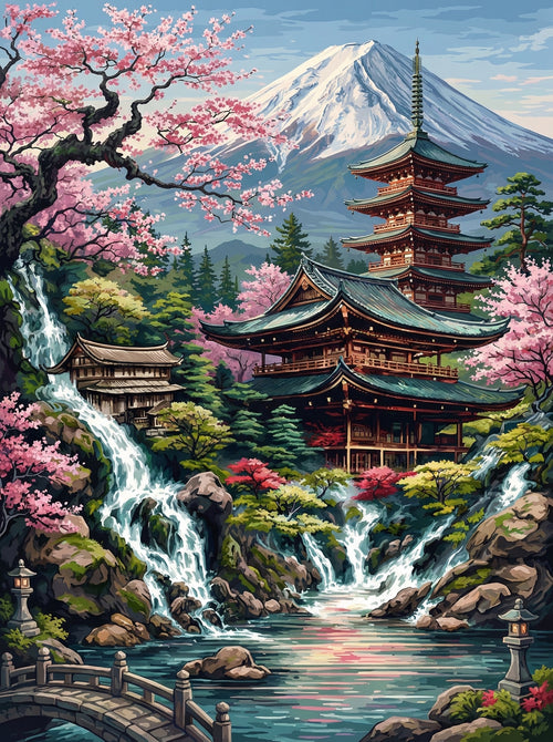 Mountain Pagoda Bridge (Diamond Painting) Diamond Painting kit