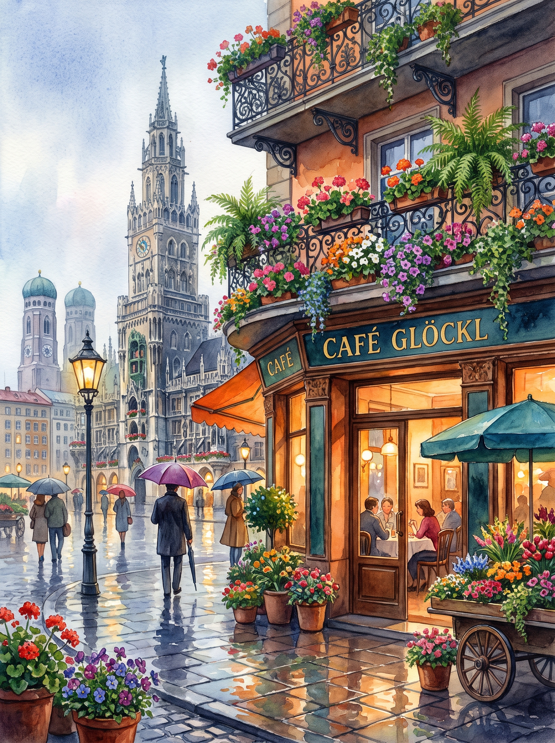 Munich Marienplatz Rainy Café