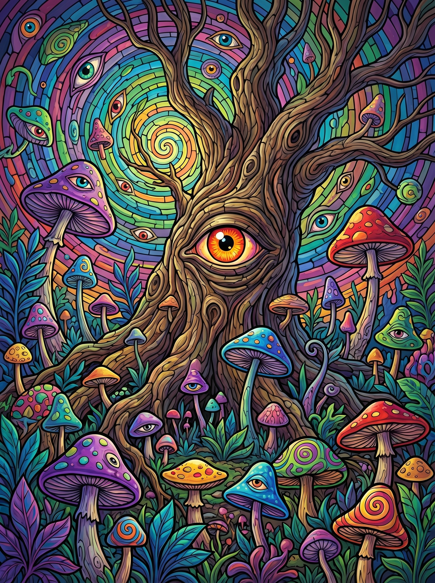 Mystical Tree Mushrooms (100 Color Diamond Painting) Diamond Painting kit