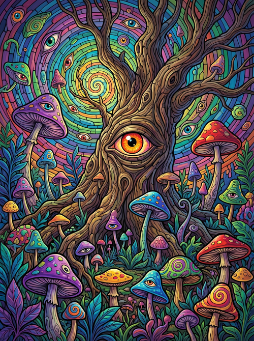 Mystical Tree Mushrooms (100 Color Diamond Painting) Diamond Painting kit