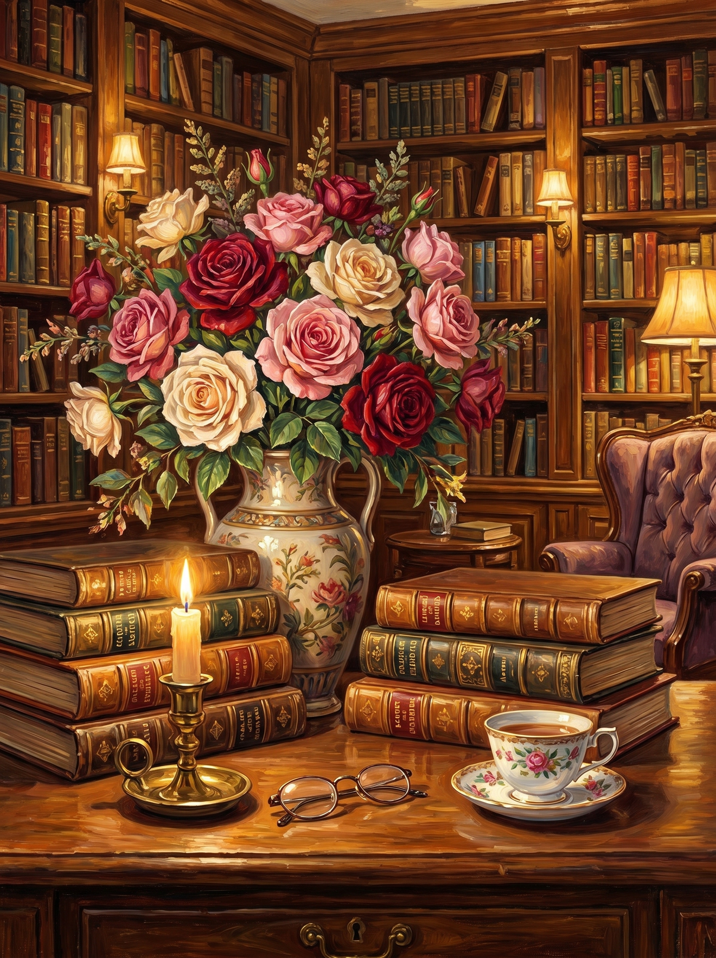 Narrative Books Roses Candle (Diamond Painting)