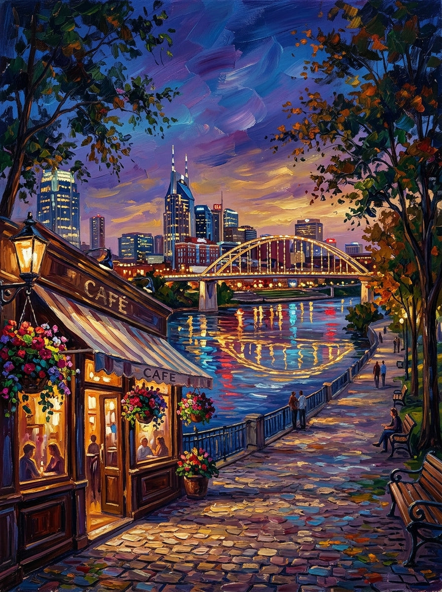 Nashville River Dusk Impasto (150 Color Diamond Painting)