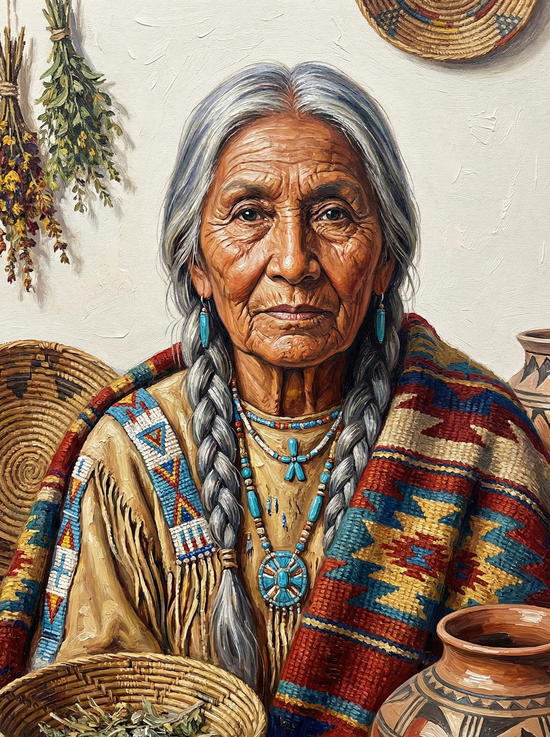 Native American Elder (100 Color Diamond Painting)