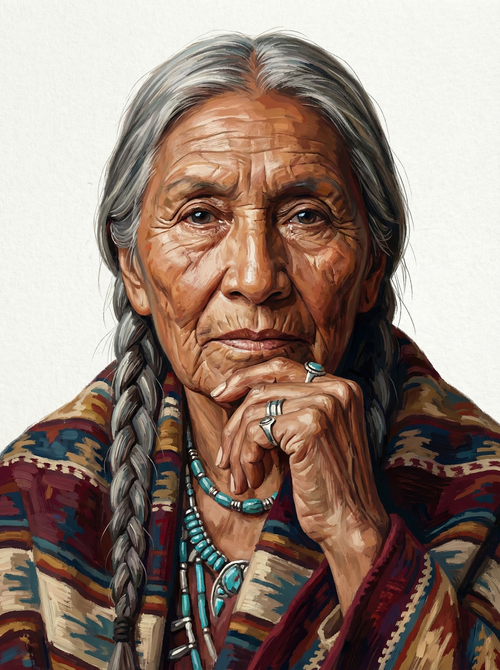 Native Elder Turquoise Braid (100 Color Diamond Painting) Diamond Painting kit