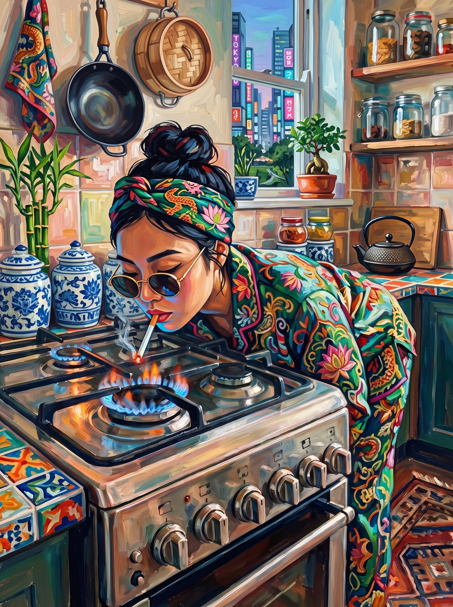 Neon Bamboo Kitchen