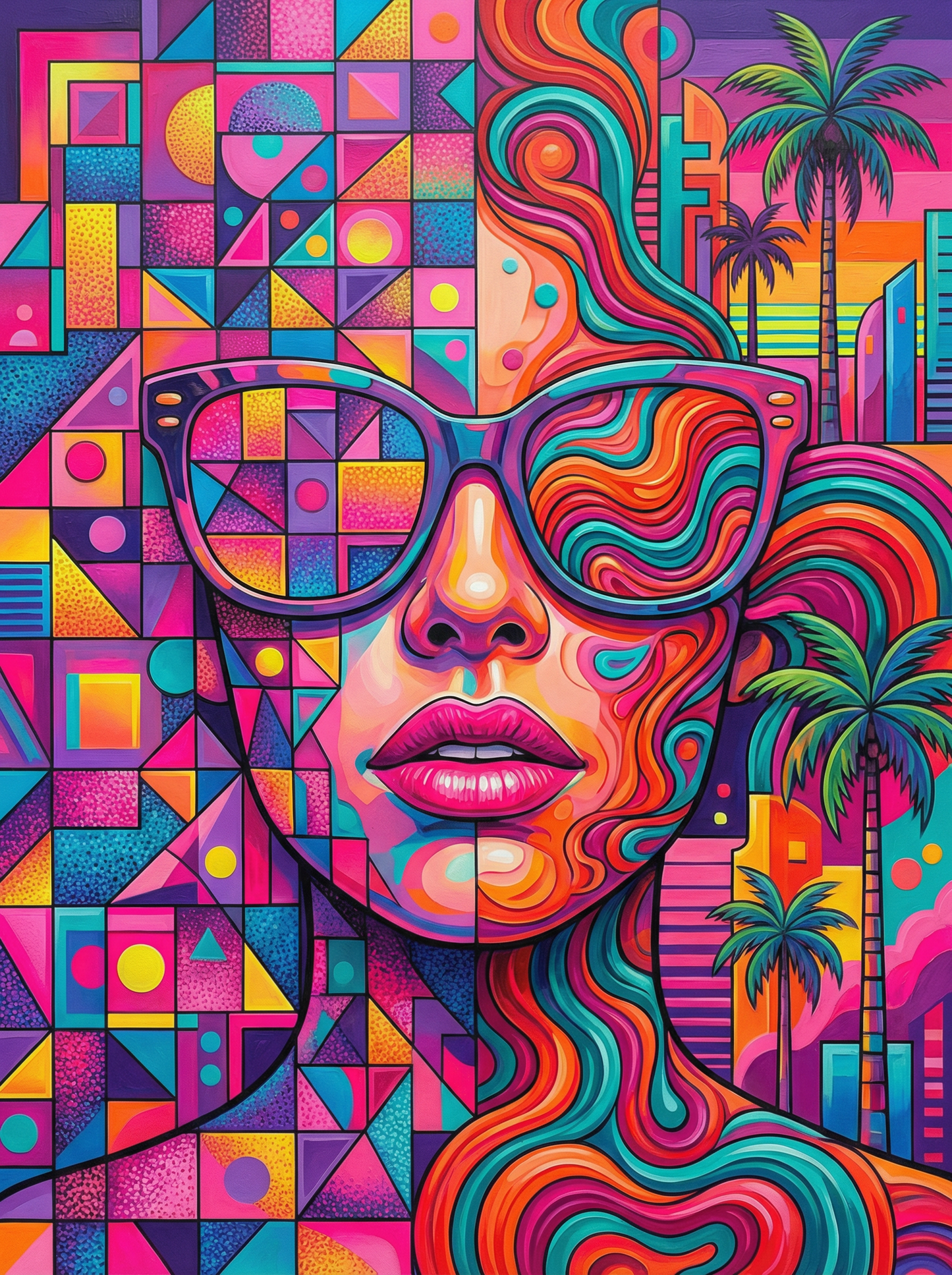 Neon Geometric Woman (100 Color Diamond Painting) Diamond Painting kit