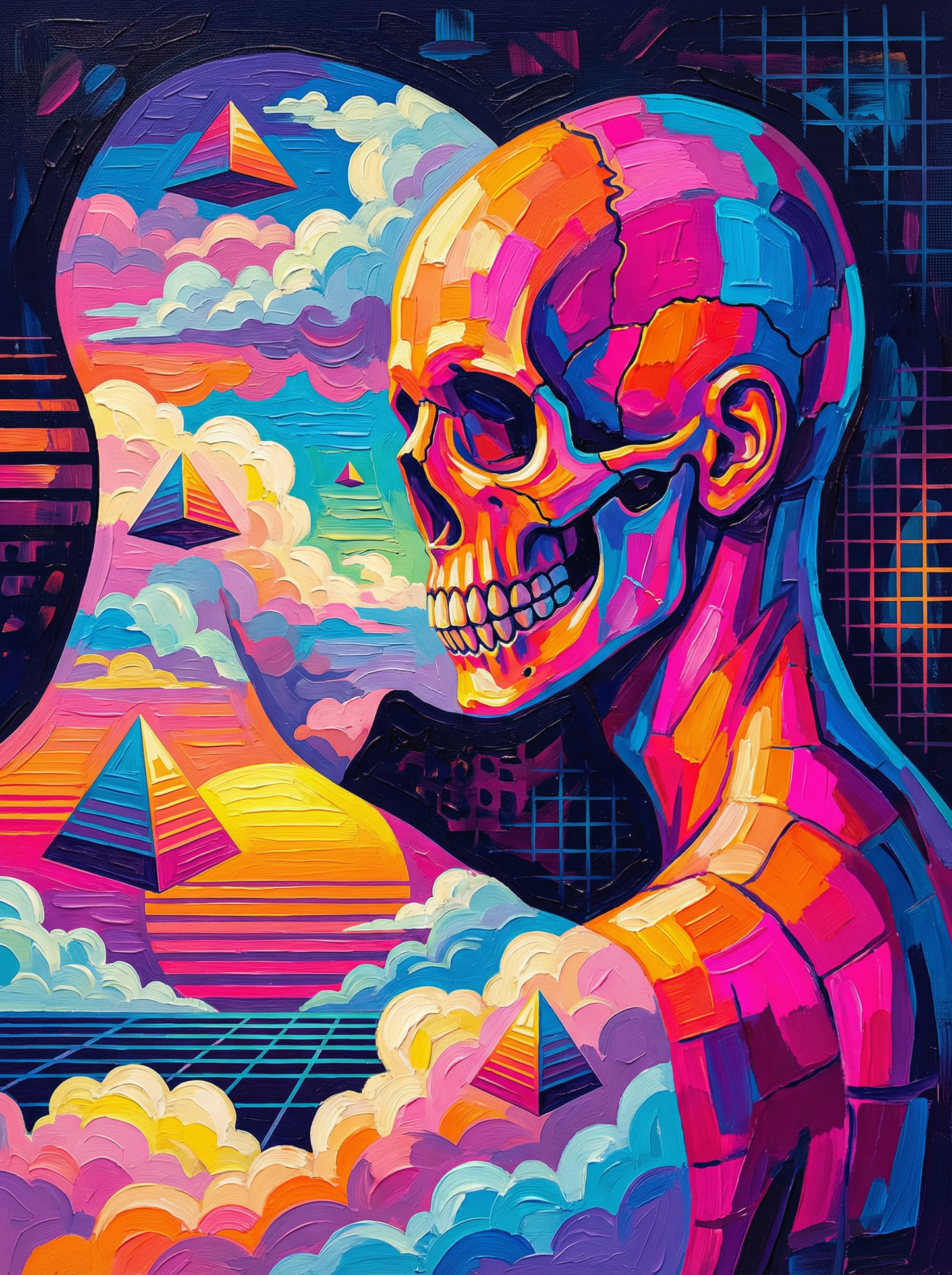 Neon Skull Surreal Landscape (100 Color Diamond Painting) Diamond Painting kit