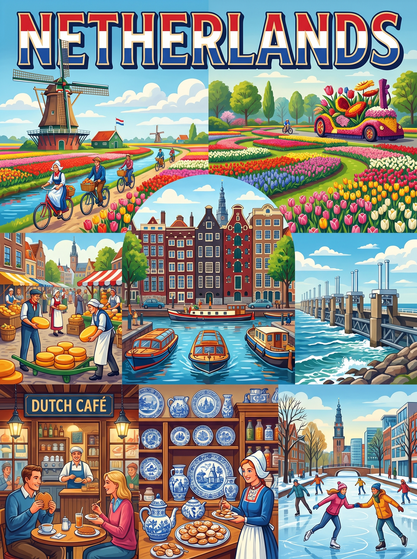 Netherlands Tulips and Windmills