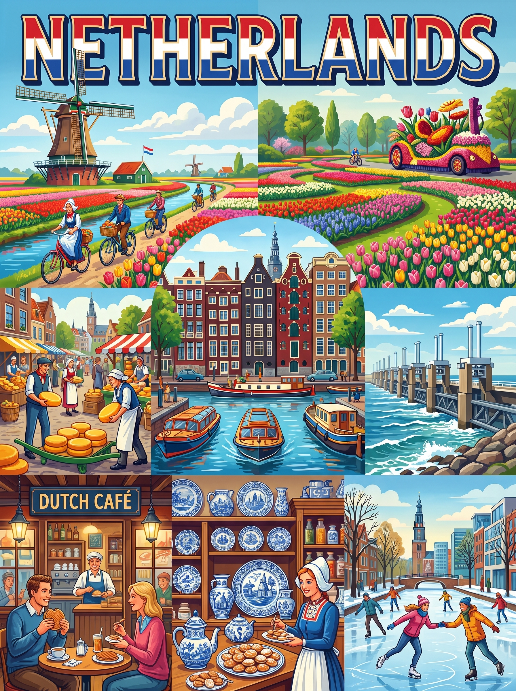 Netherlands Tulips and Windmills