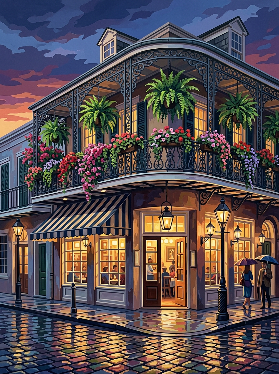 New Orleans Balcony Ferns (150 Color Diamond Painting)