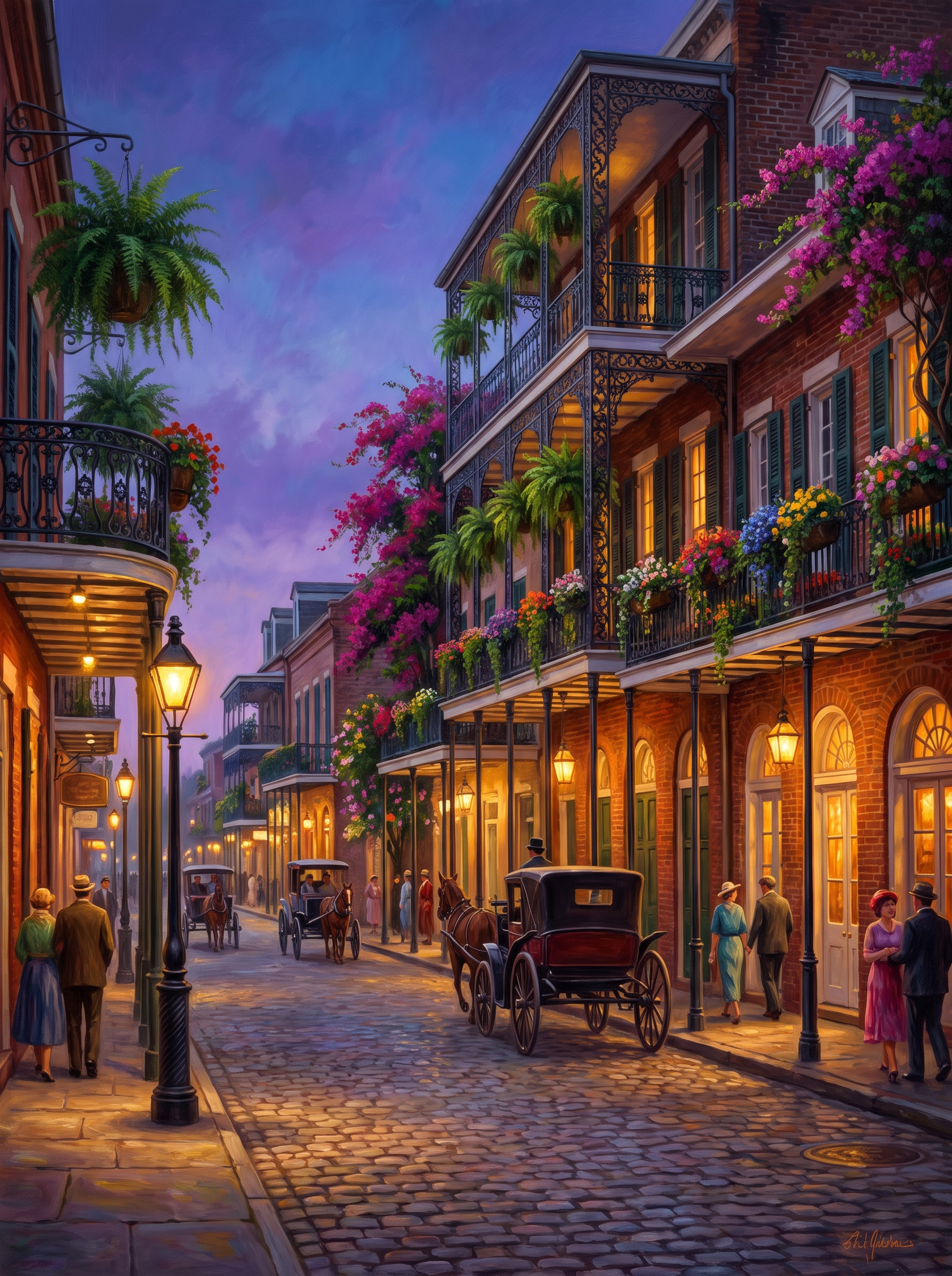 New Orleans Balcony Street Evening