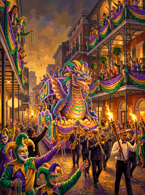 New Orleans Mardi Gras Parade Night