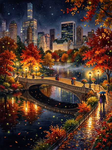 Autumn Night in Central Park, New York