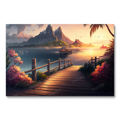 Tropical Twilight II (Board Canvas) Tropical Paint by Numbers kit