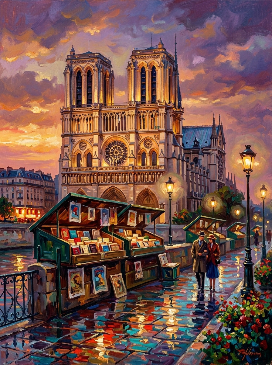 Notre Dame Paris Twilight (150 Color Diamond Painting)