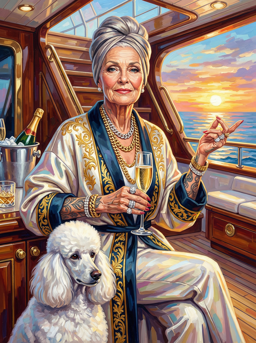 Ocean Breeze Poodle Companion (100 Color Diamond Painting)