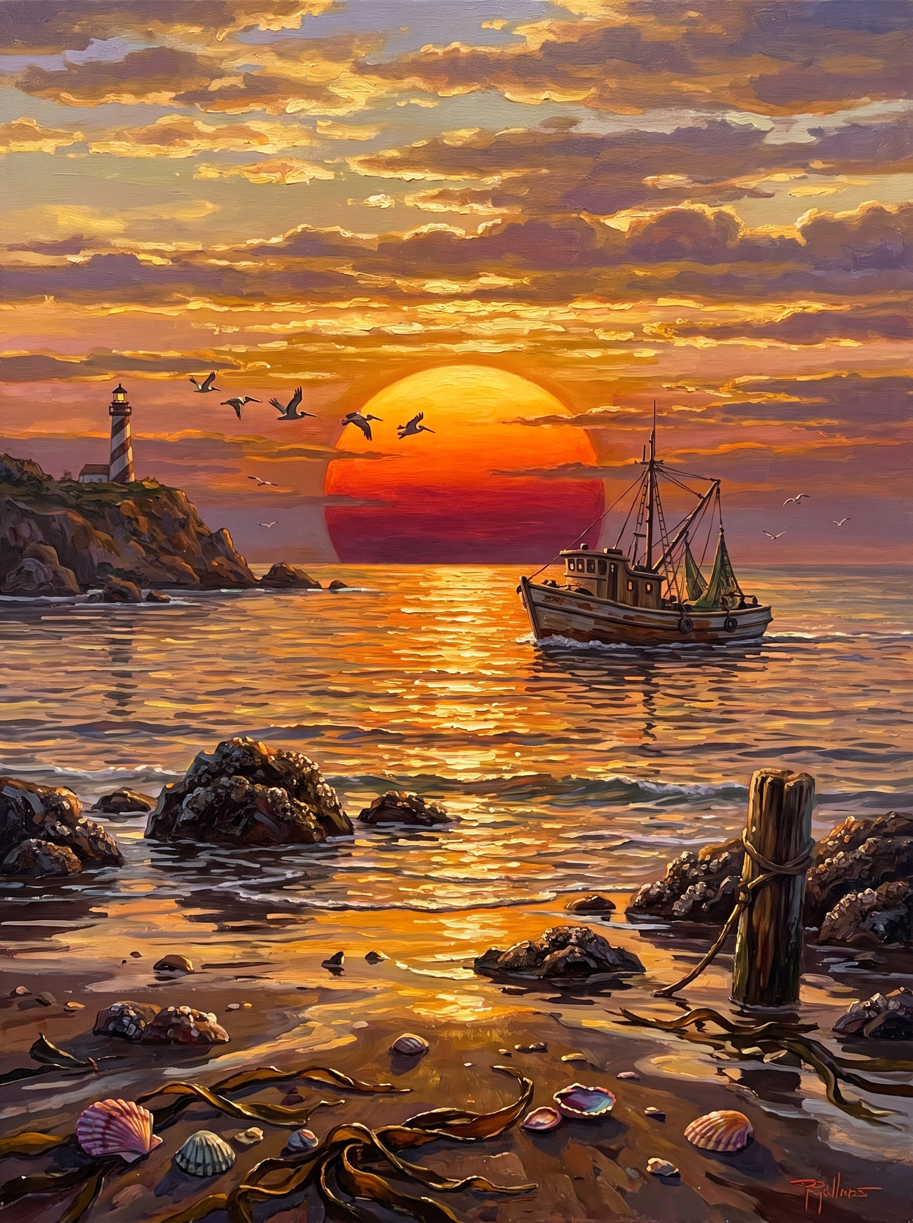 Ocean Sunset Fire