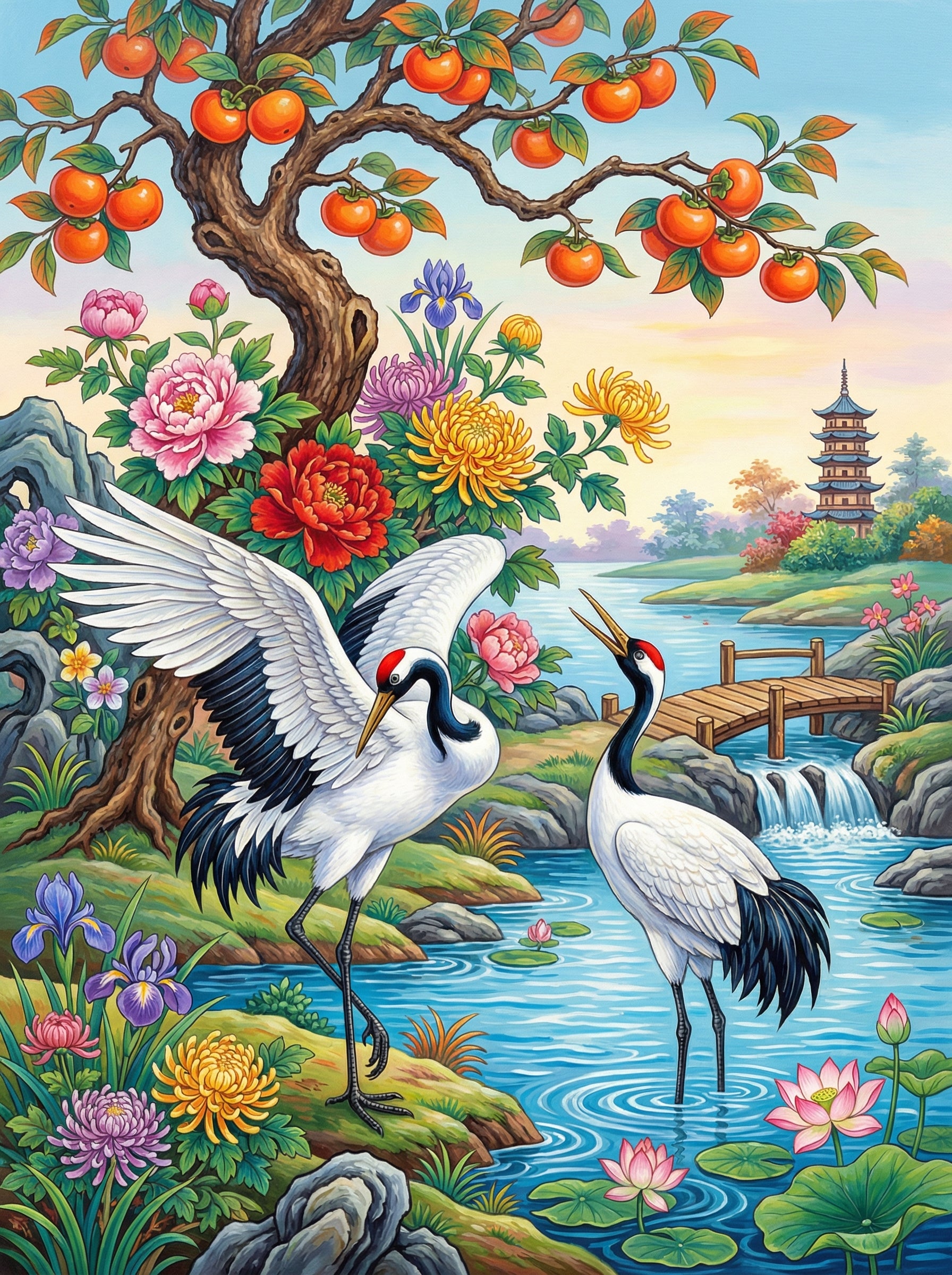 Harmony of the Twin Cranes (Diamond Painting) Diamond Painting kit