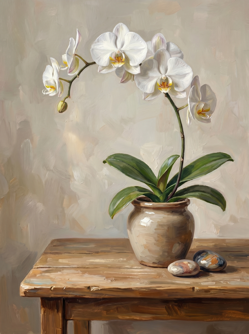 Orchid Ceramic Pot Minimal (Diamond Painting)