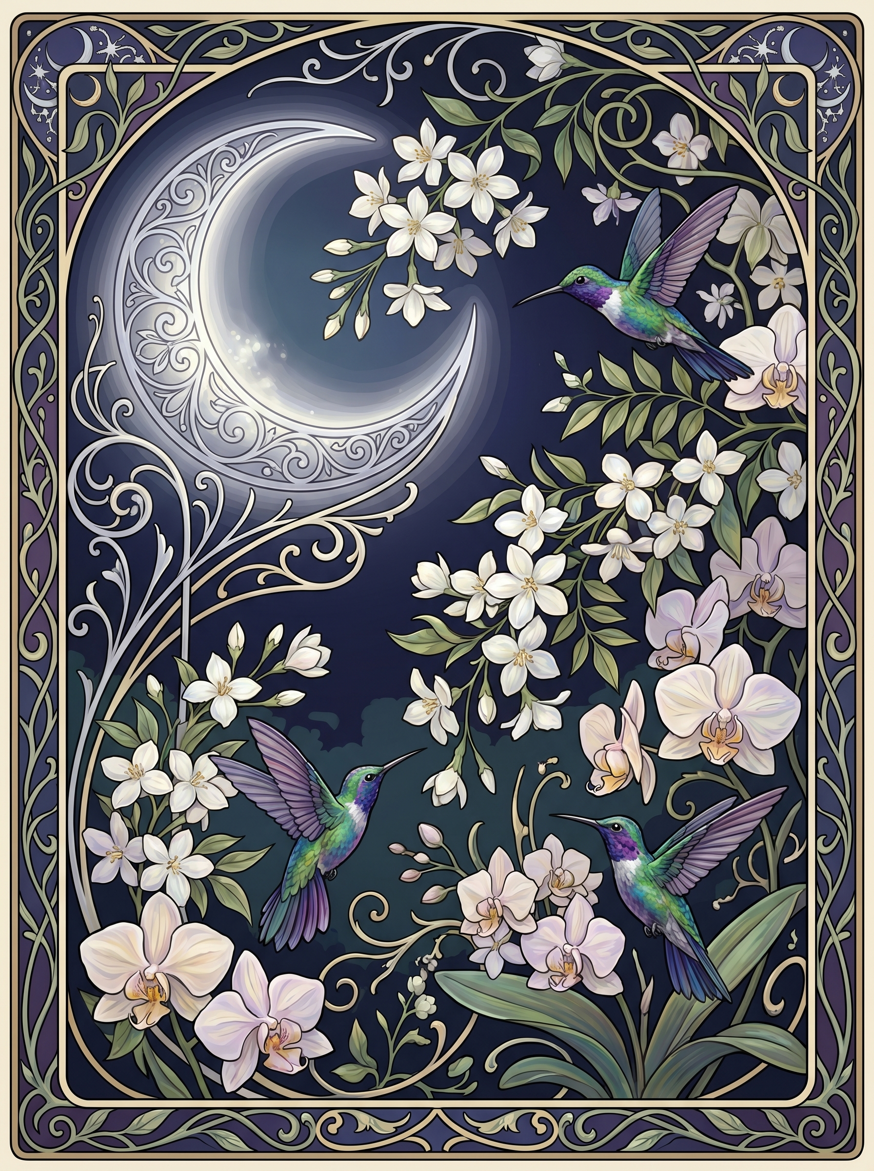 Orchid Hummingbird Moonlight (80 Colors)