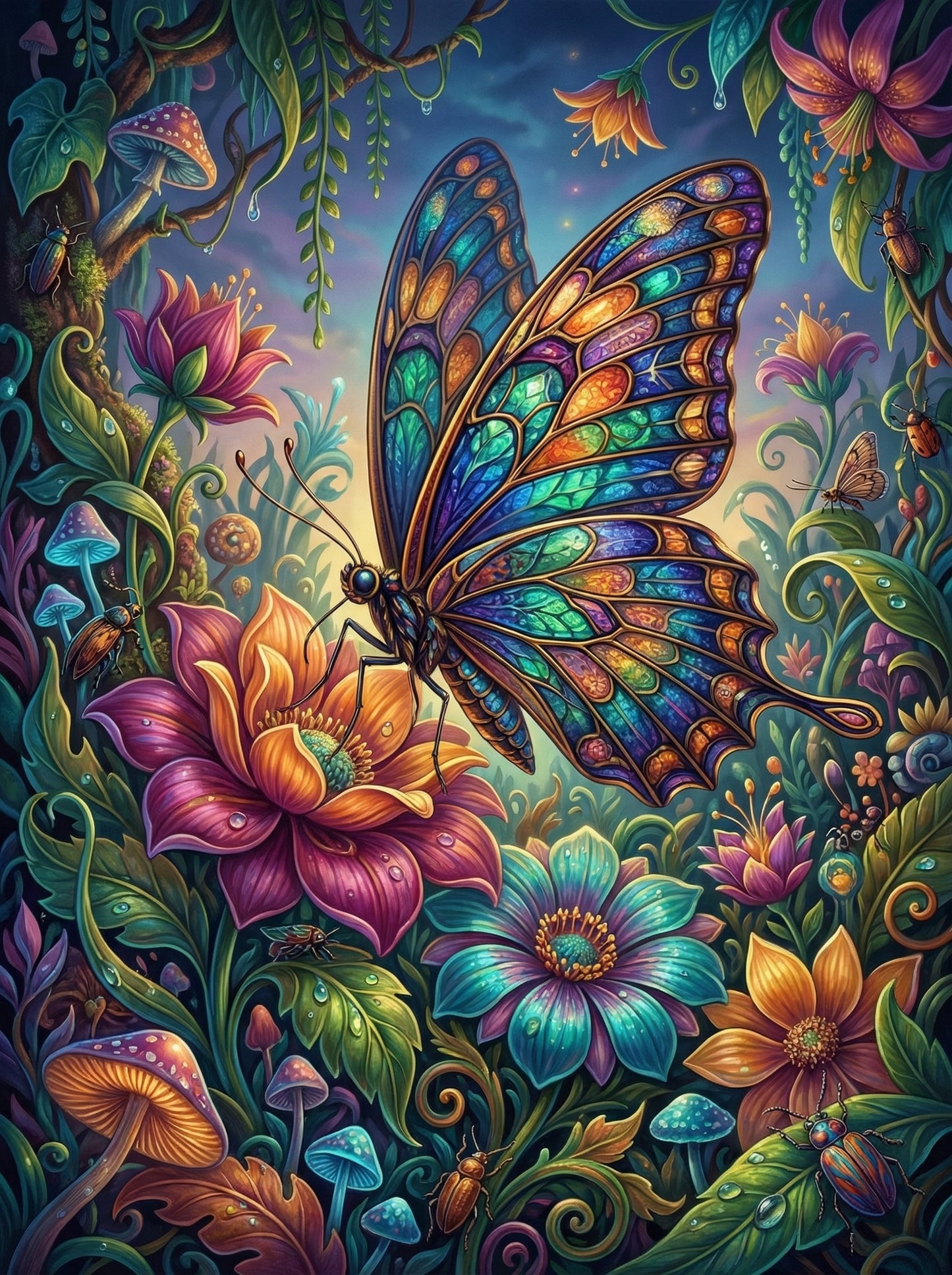 Ornamental Butterfly Flowers (100 Color Diamond Painting)