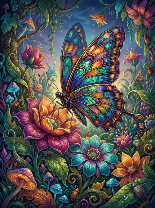 Ornamental Butterfly Flowers (100 Color Diamond Painting)