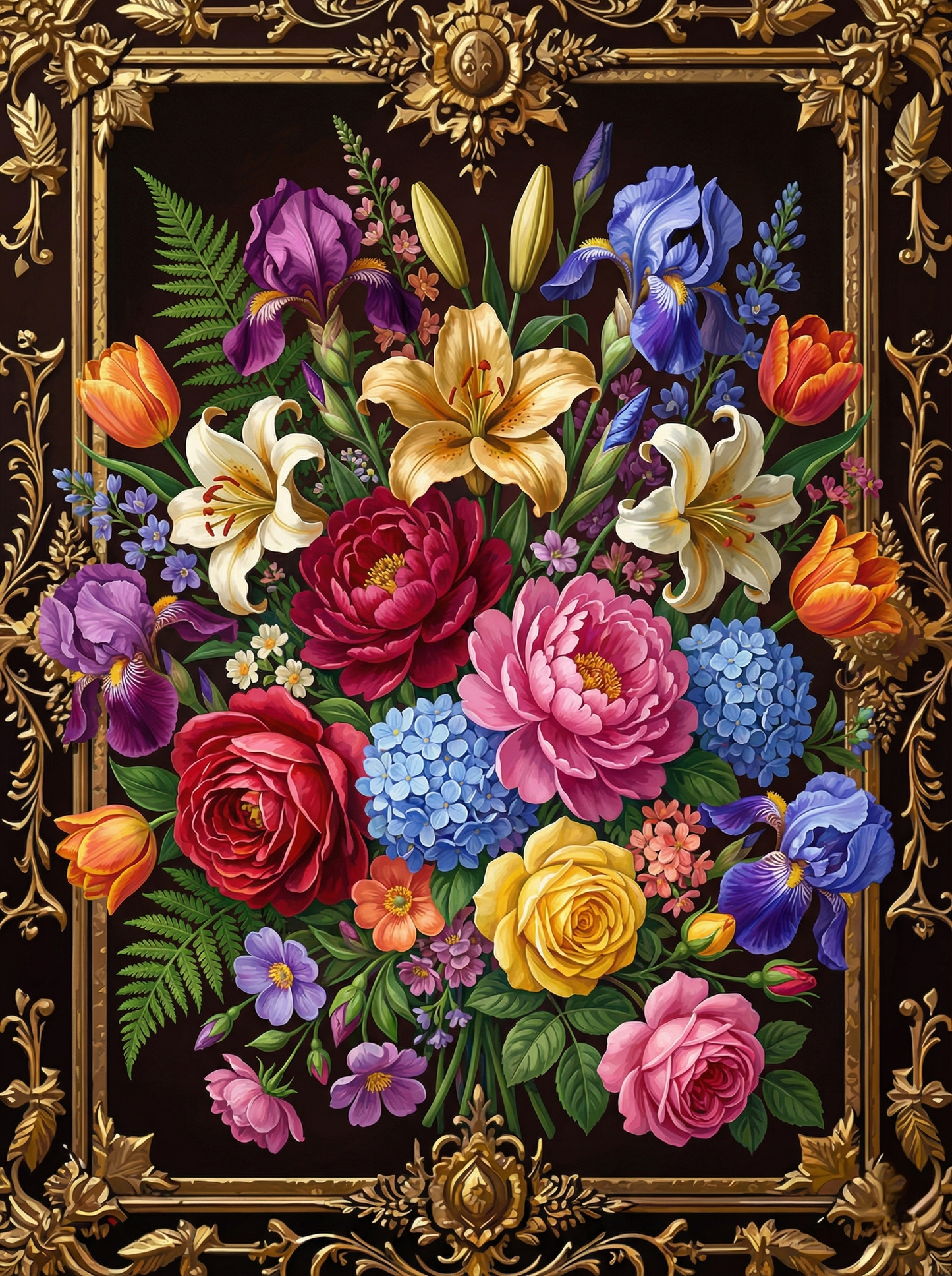 Ornamental Floral Bouquet (100 Color Diamond Painting)