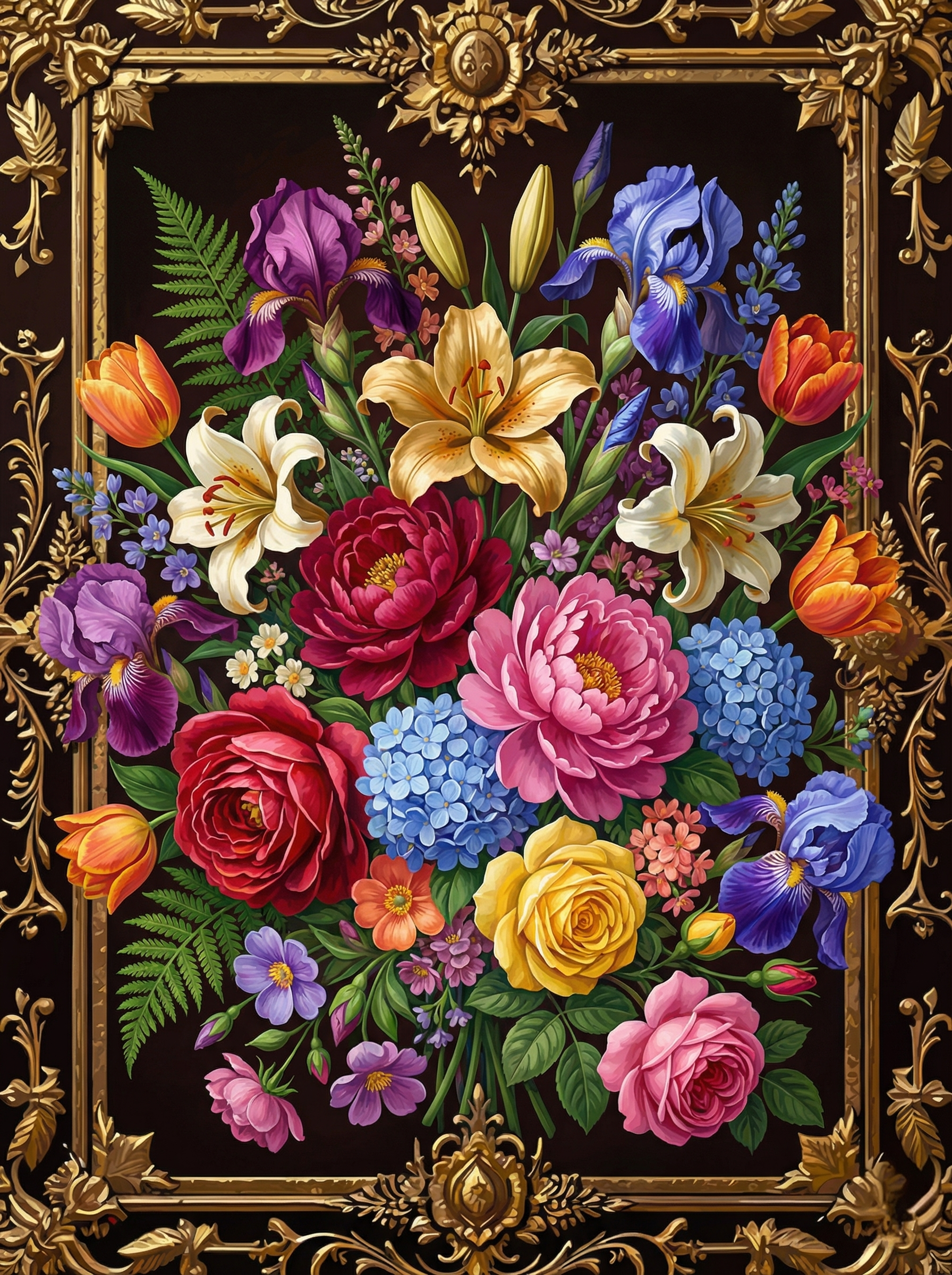 Ornamental Floral Bouquet (100 Color Diamond Painting)
