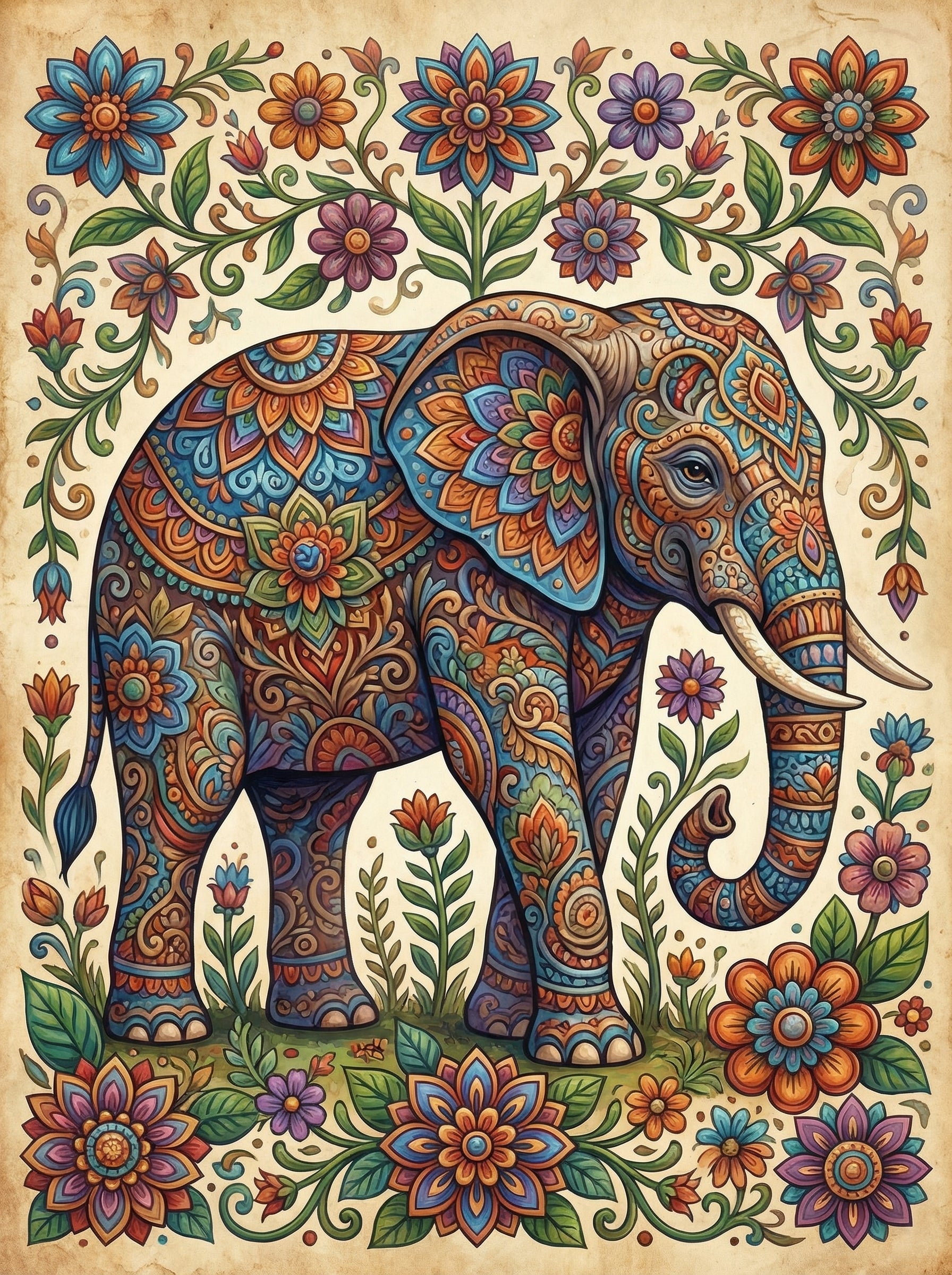 Ornate Elephant Blessings (100 Color Diamond Painting) Diamond Painting kit