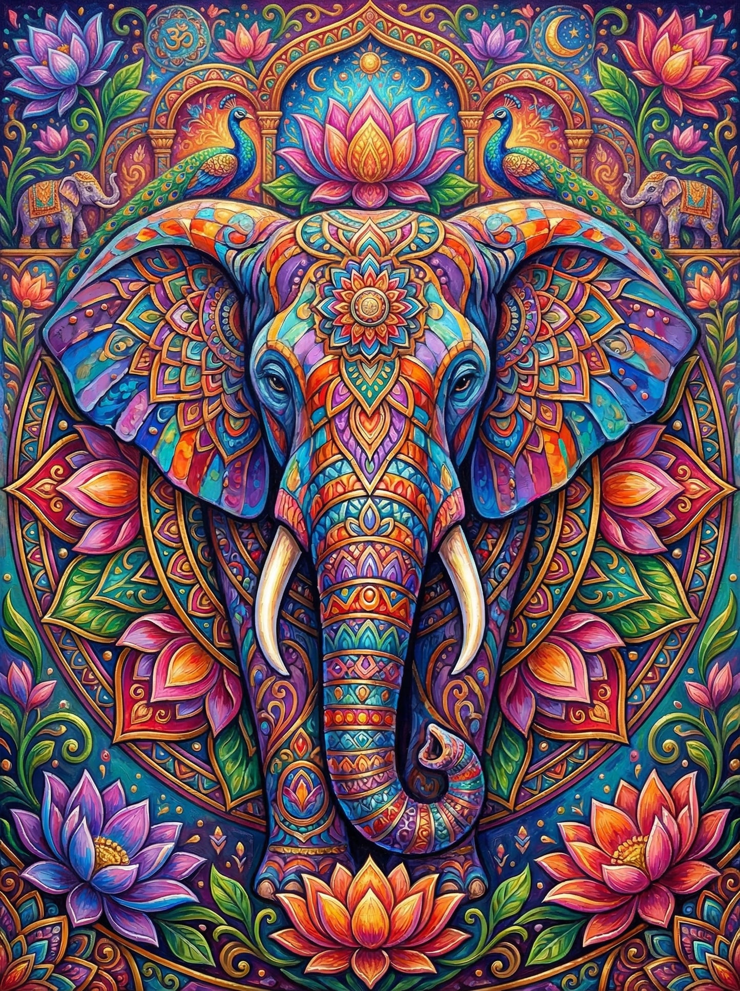 Ornate Elephant Mandala (100 Color Diamond Painting) Diamond Painting kit