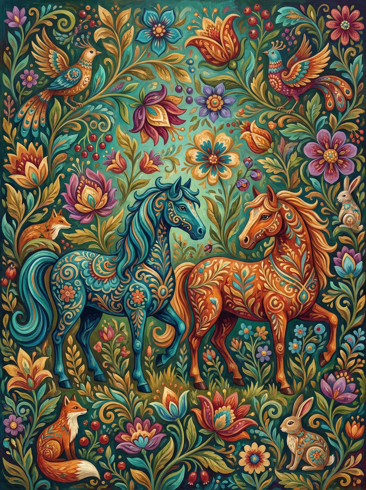Enchanted Horse Garden (100 Color Diamond Painting) Diamond Painting kit