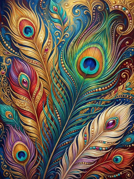 Ornate Feather Symphony (100 Color Diamond Painting)