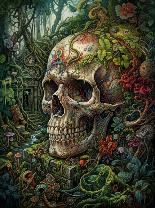 Ornate Floral Skull (100 Color Diamond Painting)
