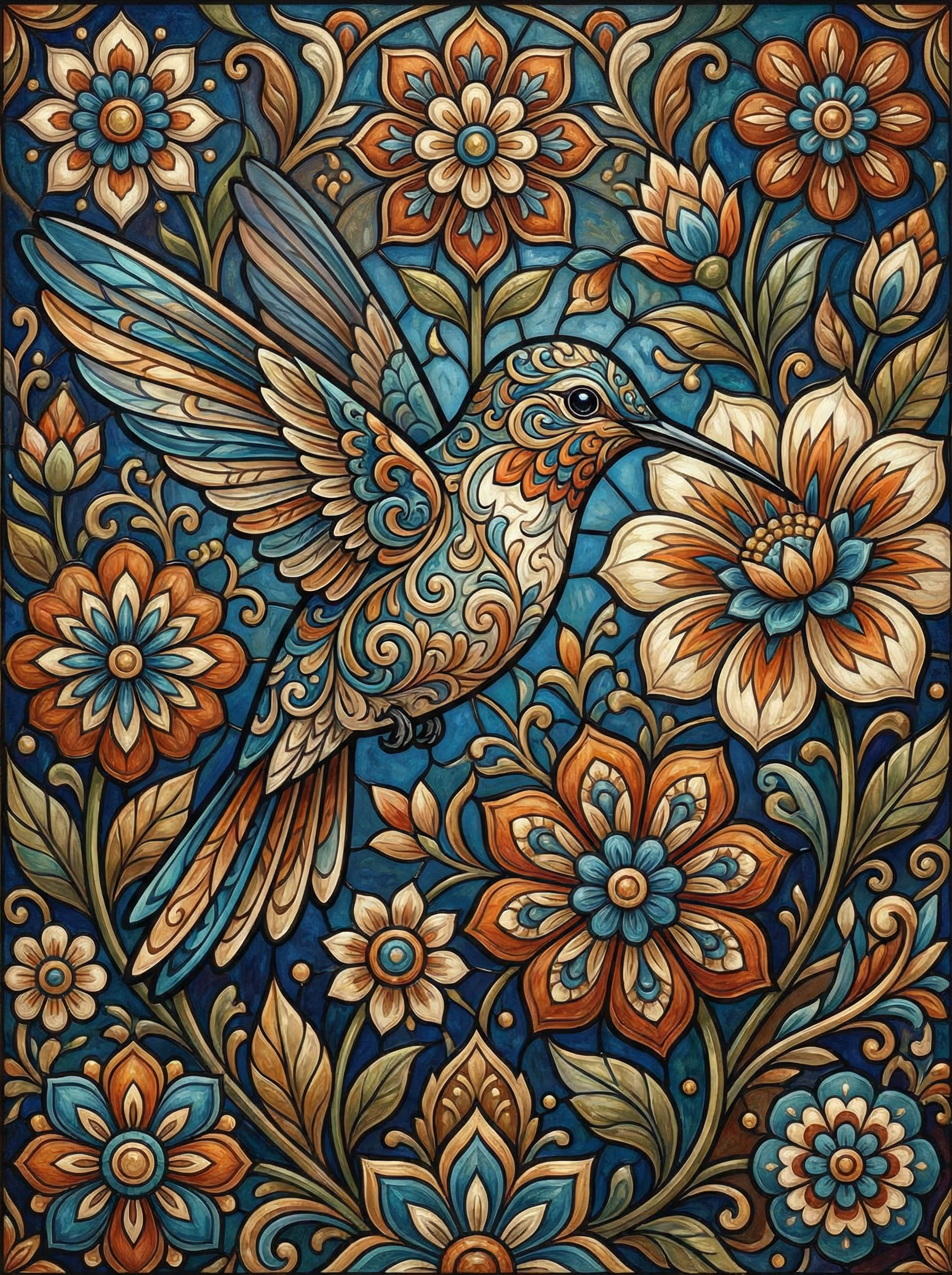 Ornate Hummingbird Floral (100 Color Diamond Painting) Diamond Painting kit