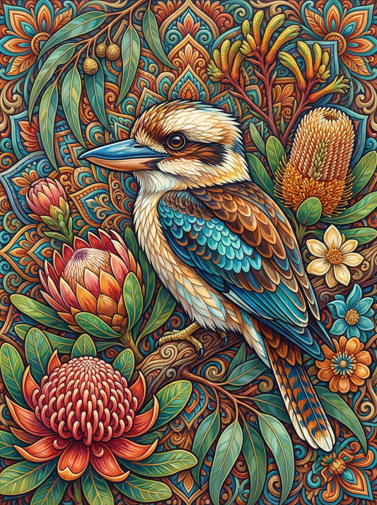 Ornate Kookaburra Garden (100 Color Diamond Painting)