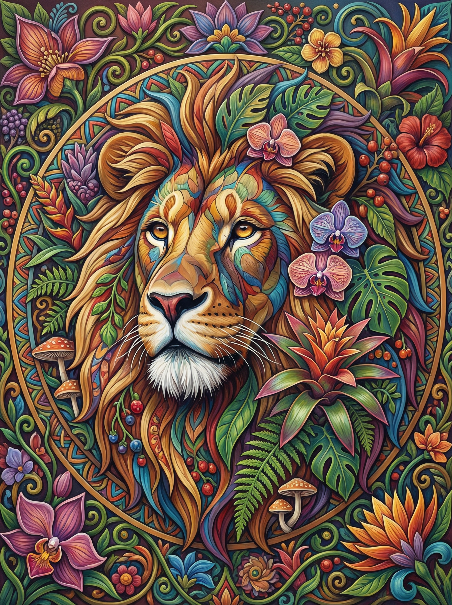 Ornate Lion Jungle (100 Color Diamond Painting) Diamond Painting kit
