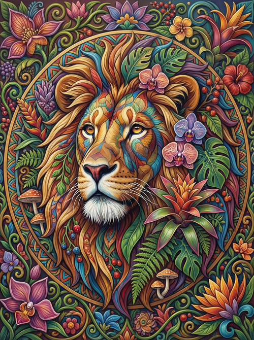 Ornate Lion Jungle (100 Color Diamond Painting) Diamond Painting kit