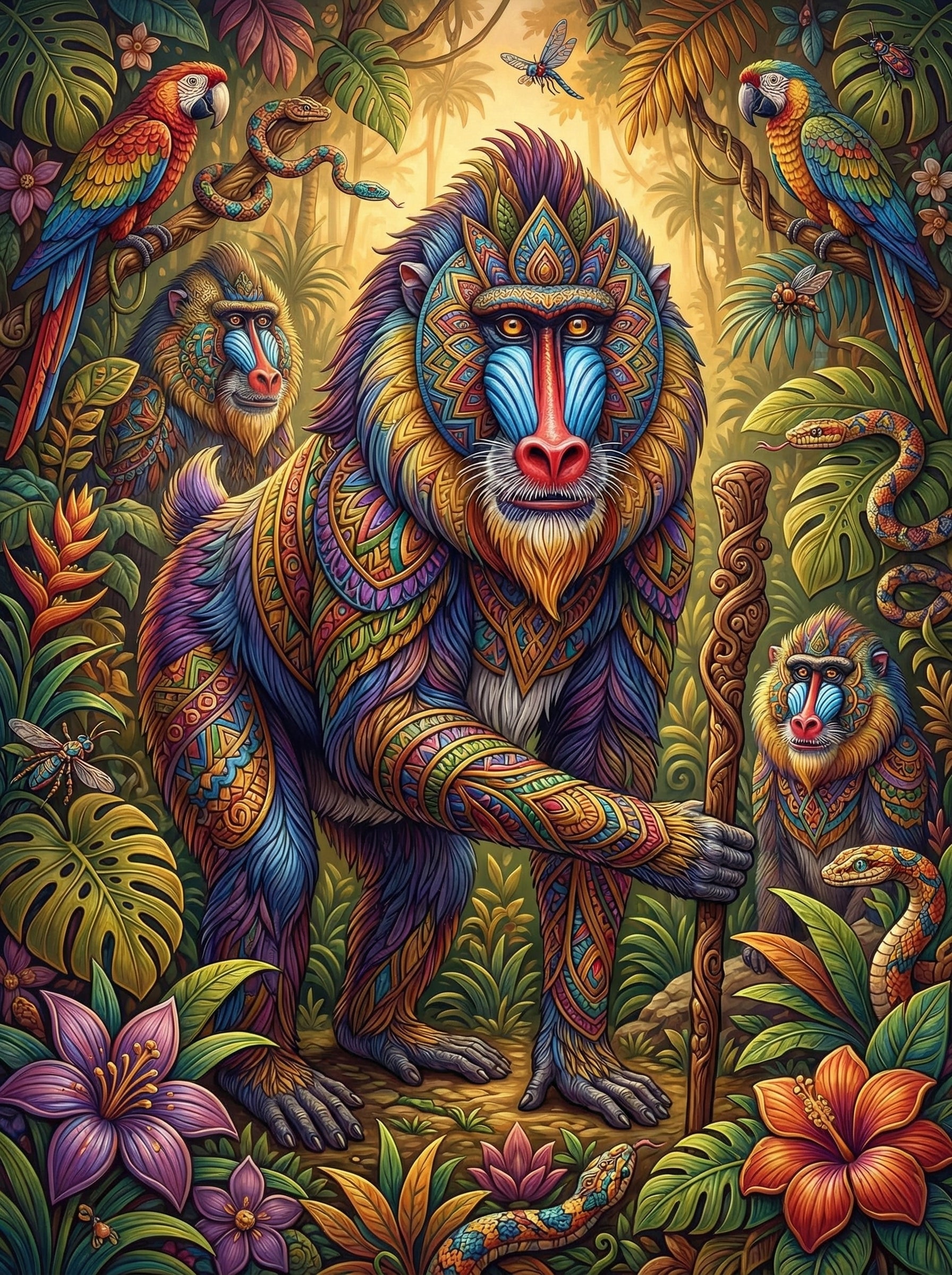 Ornate Mandrill Jungle (100 Color Diamond Painting) Diamond Painting kit