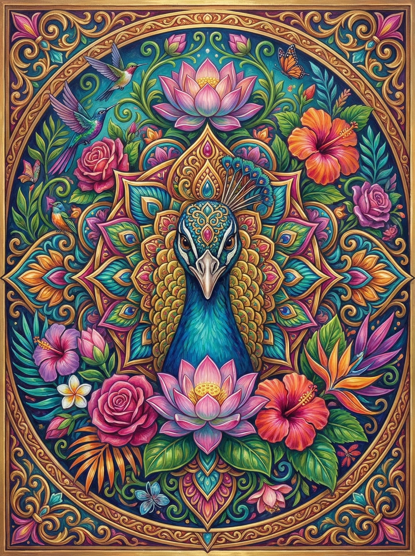 Ornate Peacock Mandala (100 Color Diamond Painting) Diamond Painting kit