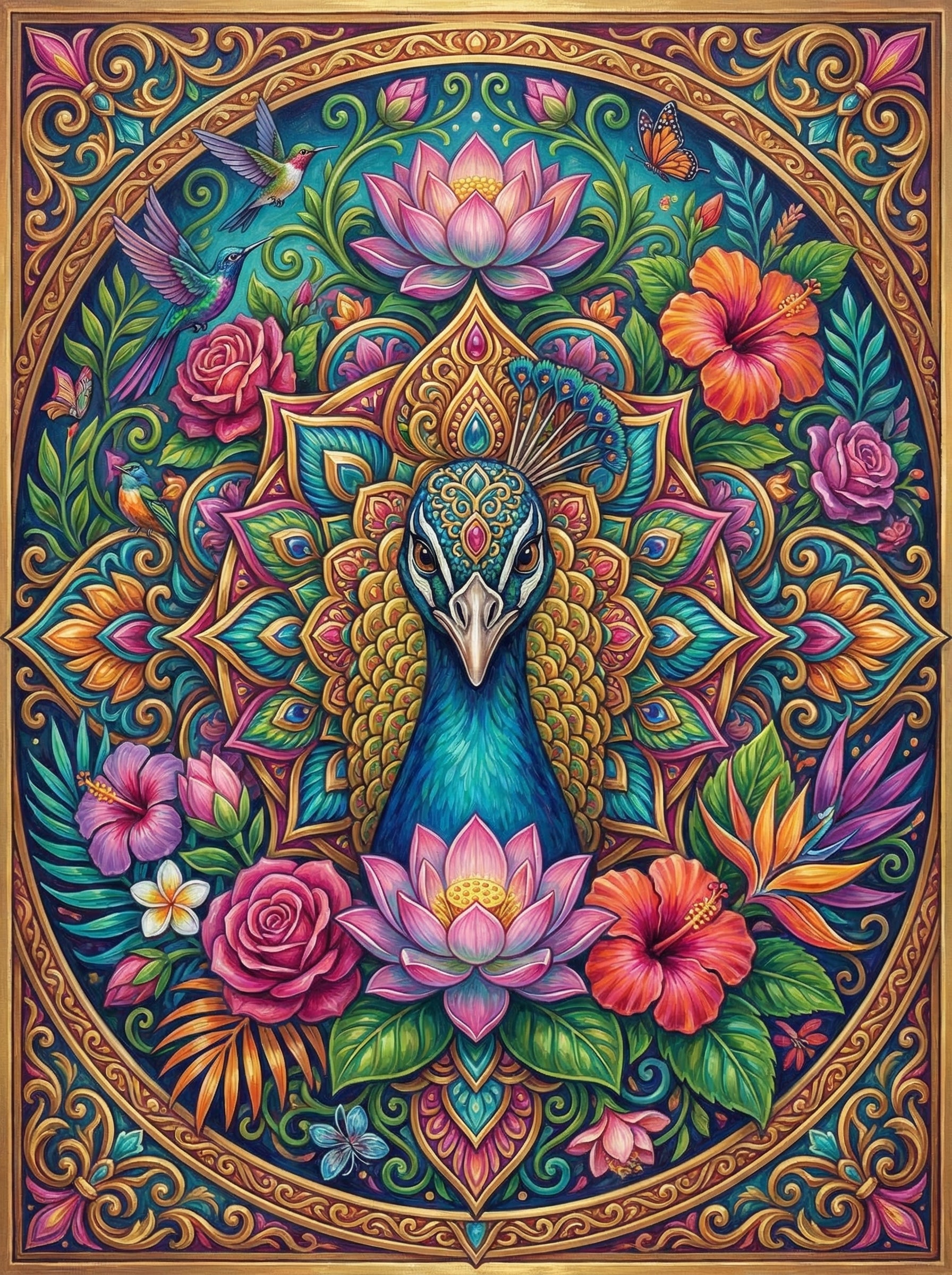 Ornate Peacock Mandala (100 Color Diamond Painting) Diamond Painting kit