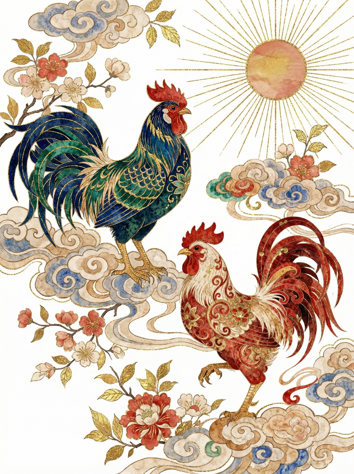 Ornate Roosters Clouds (Diamond Painting) Diamond Painting kit
