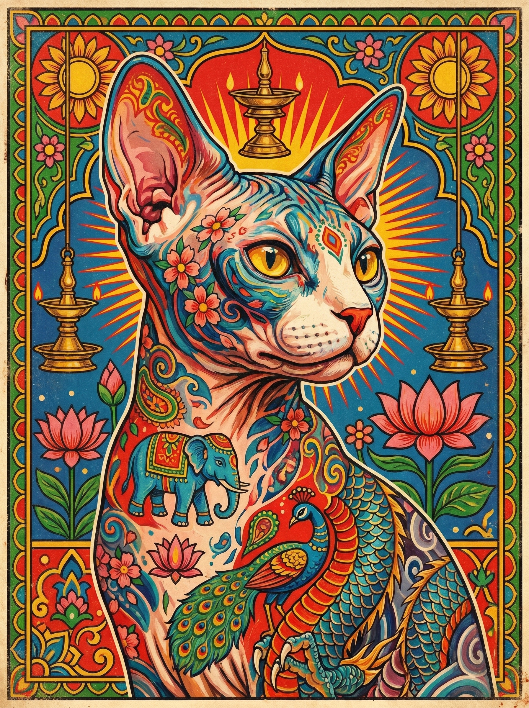 Ornate Sphynx Cat (150 Color Diamond Painting)