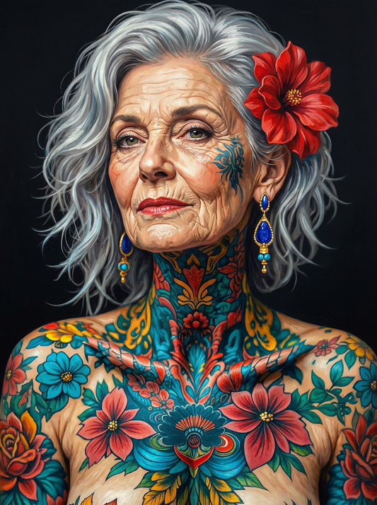 Ornate Tattooed Matriarch (100 Color Diamond Painting)