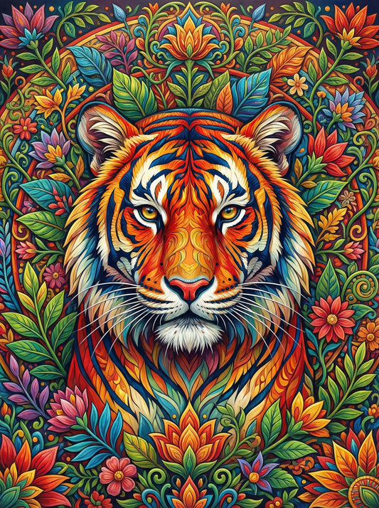 Ornate Tiger Jungle (100 Color Diamond Painting)